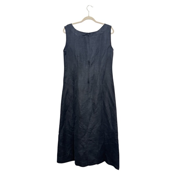 NWT Silk Linen Blend Lightweight Sleeveless Midi Maxi Dress Size L Black - Picture 5 of 9